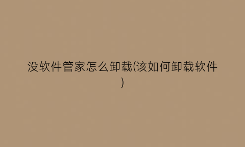 杏彩体育系统软件包括哪三类系统软件系统内置软件卸载没软件管家怎么卸载(该如何卸载